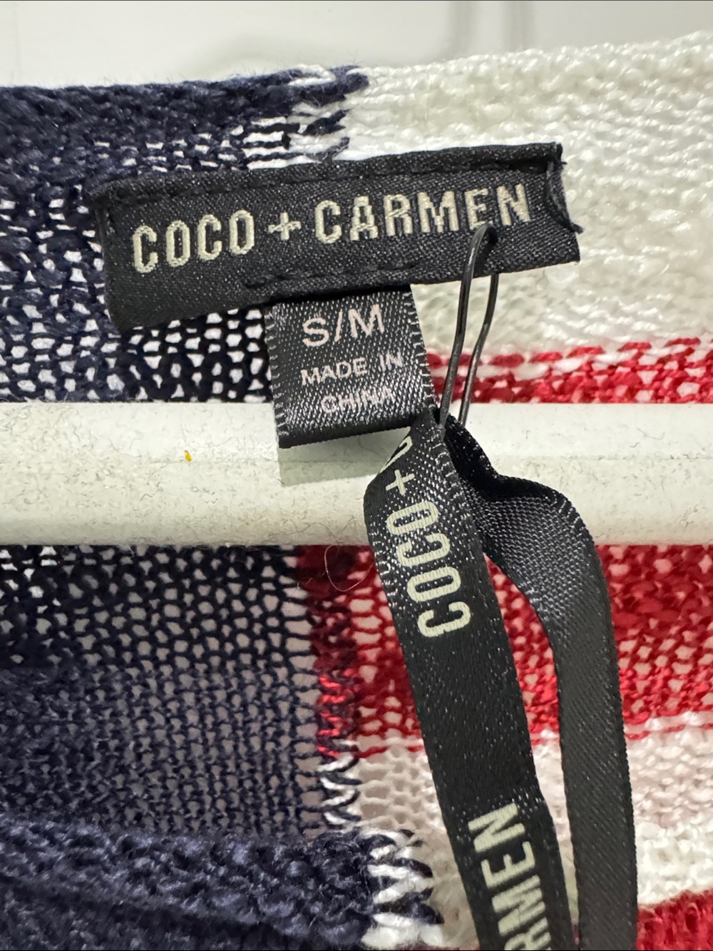 NWT Coco + Carmen Muriel Burnout American Flag Sweater Size S/M - Picture 2 of 5